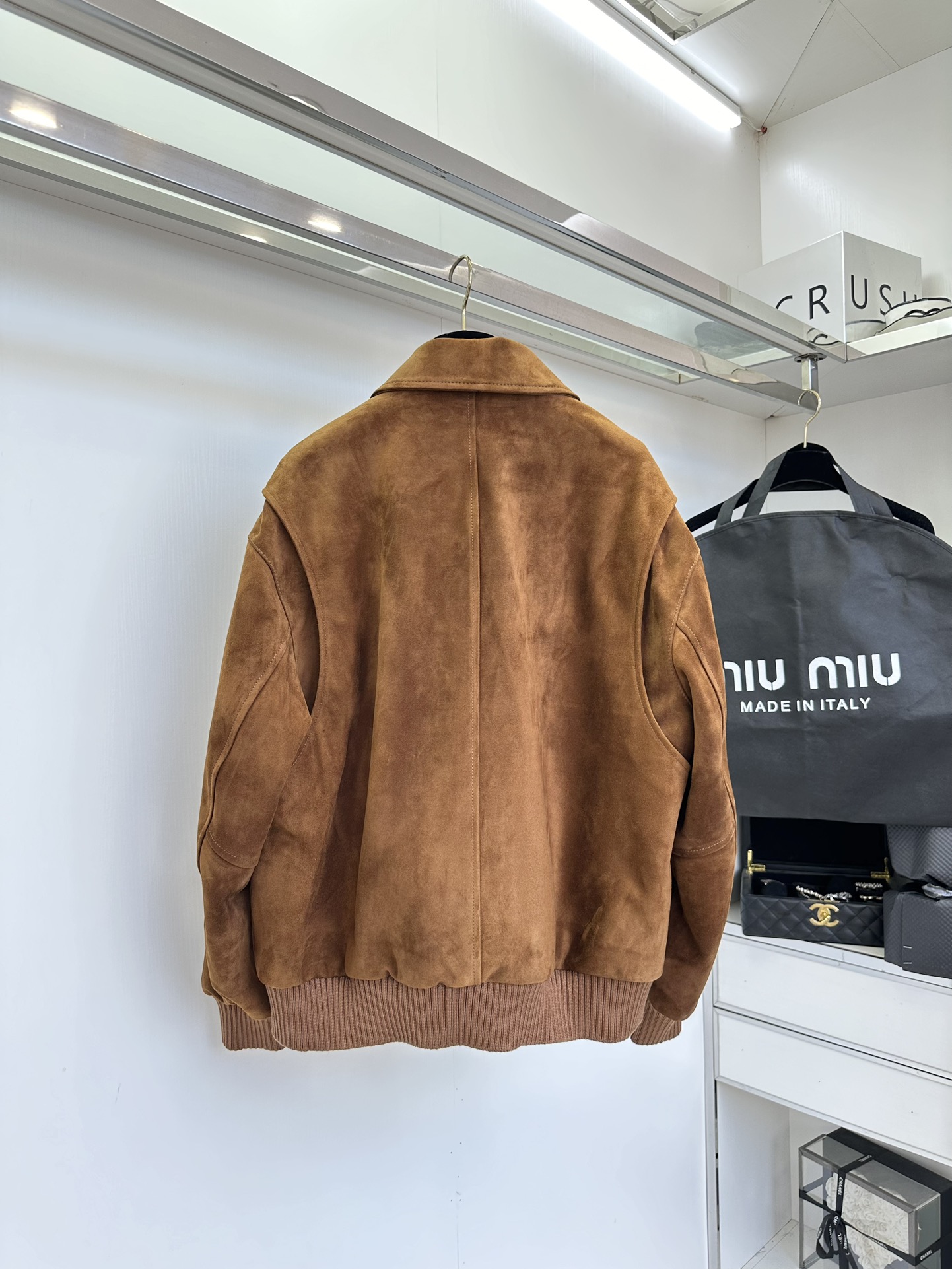 Miu Miu Shearling Lambskin Jacket - Warm Brown, Small Collar, 3D Logo 5 i1753431381 538 3
