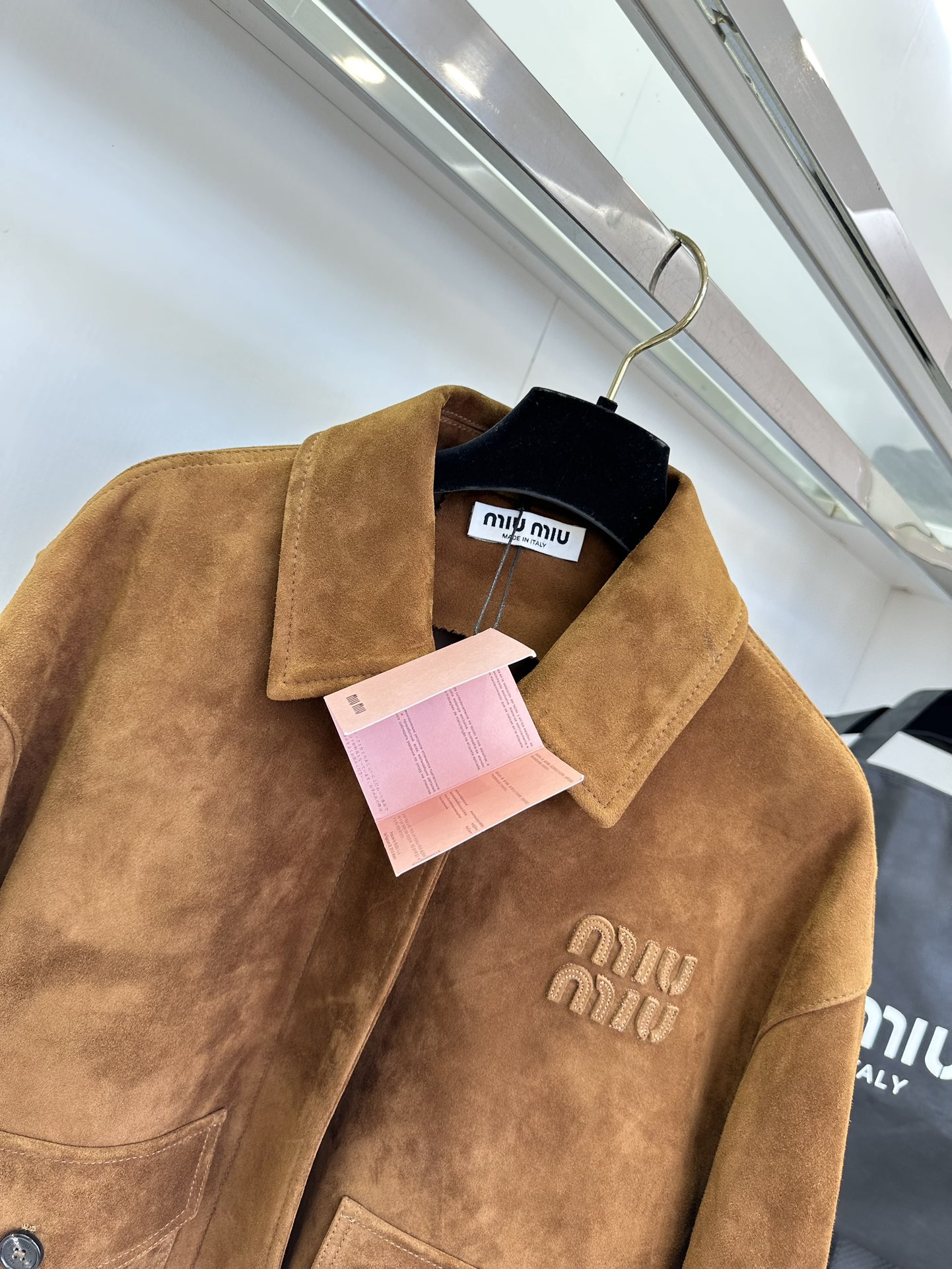 Miu Miu Shearling Lambskin Jacket - Warm Brown, Small Collar, 3D Logo 10 i1753431381 6923 8