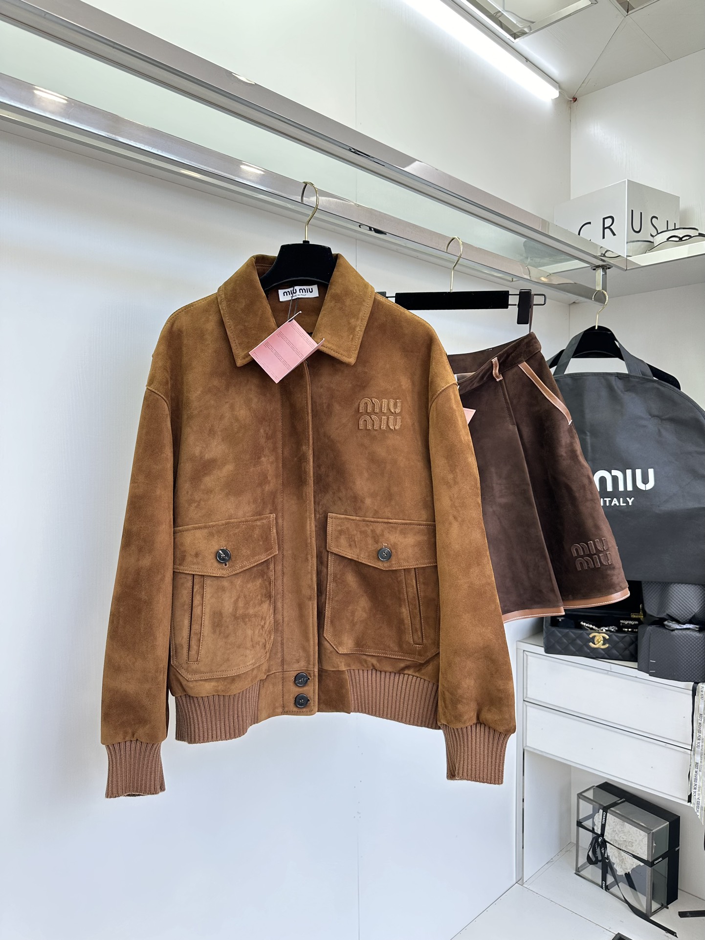 Miu Miu Shearling Lambskin Jacket - Warm Brown, Small Collar, 3D Logo 2 i1753431381 9064 0