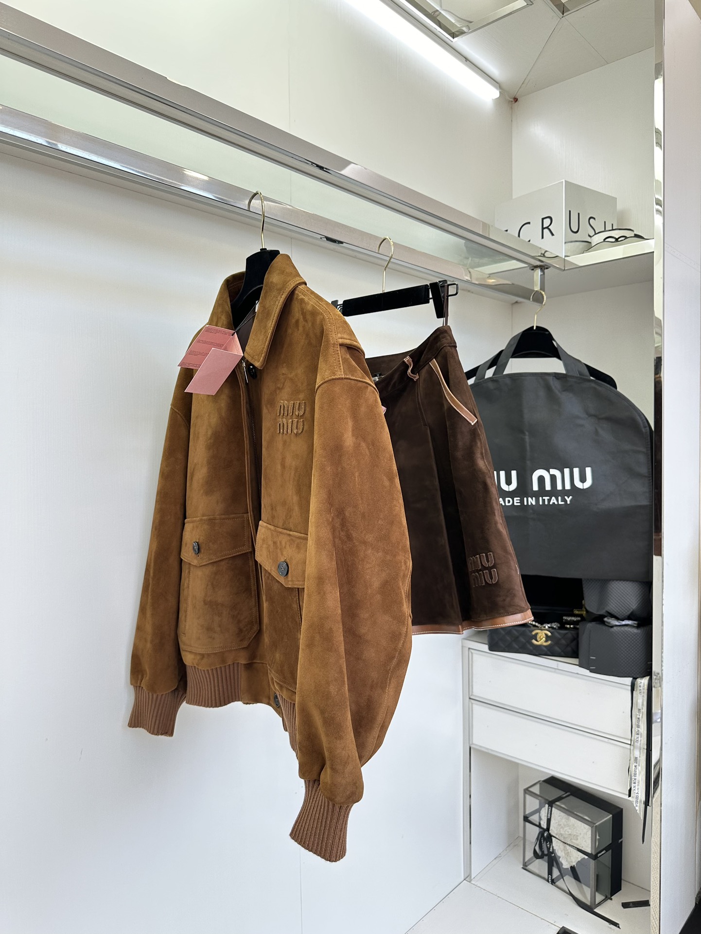 Miu Miu Shearling Lambskin Jacket - Warm Brown, Small Collar, 3D Logo 3 i1753431381 9984 1