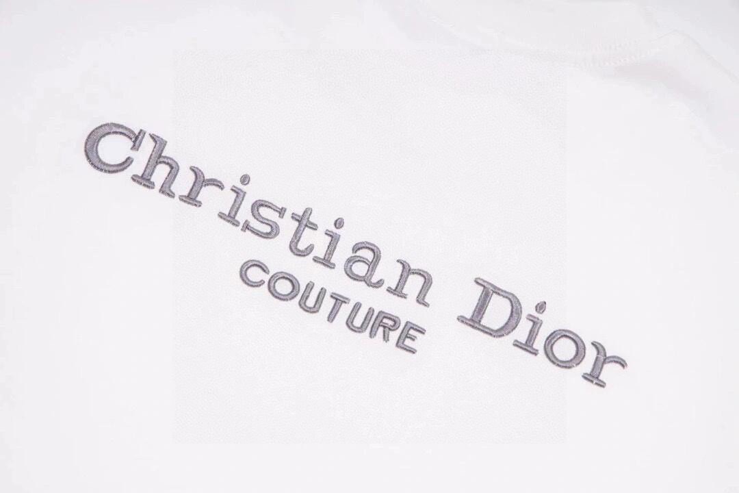 迪奥/Dior 夏季新款 领口后背字母刺绣圆领短袖T恤 白色/黑色