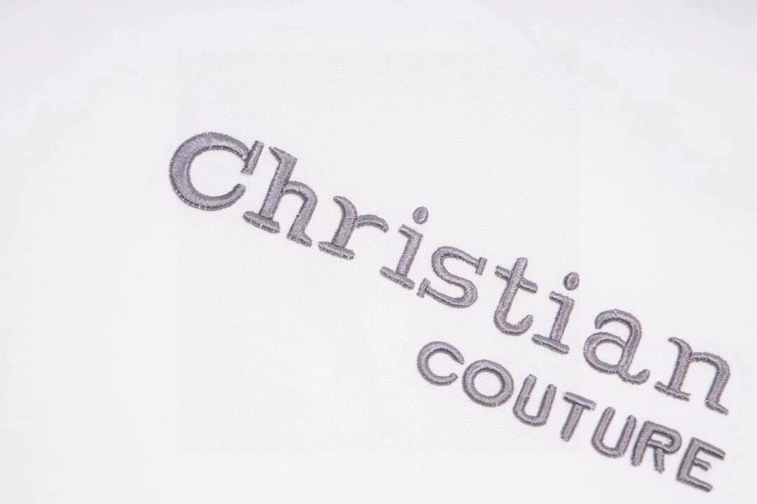 迪奥/Dior 夏季新款 领口后背字母刺绣圆领短袖T恤 白色/黑色