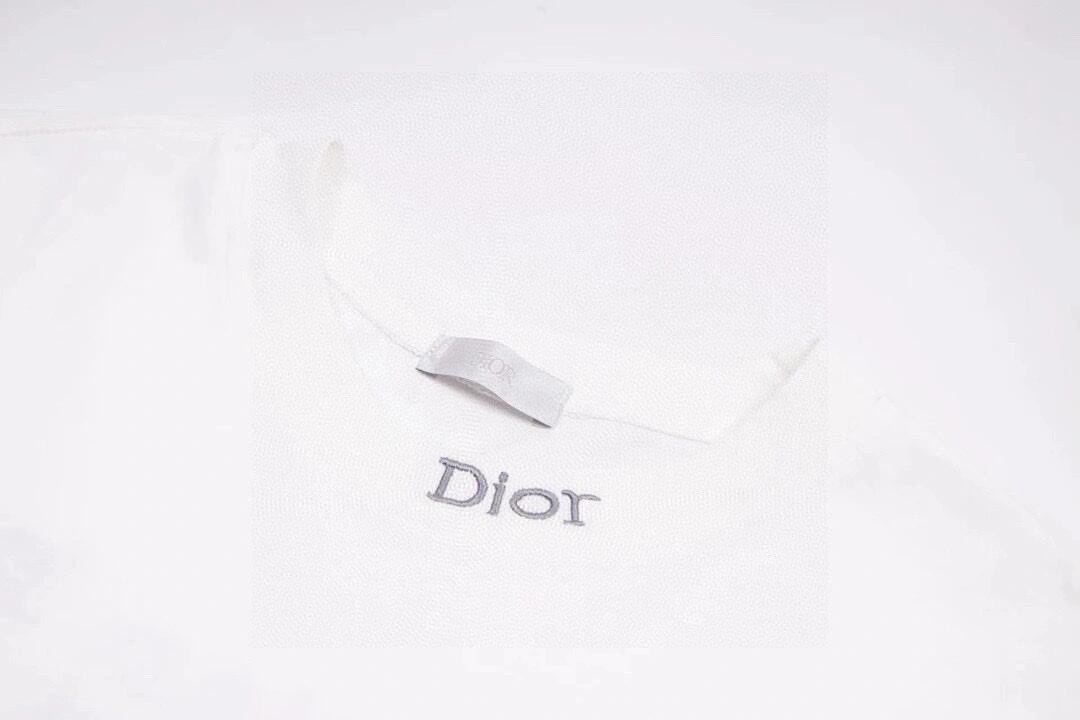 迪奥/Dior 夏季新款 领口后背字母刺绣圆领短袖T恤 白色/黑色