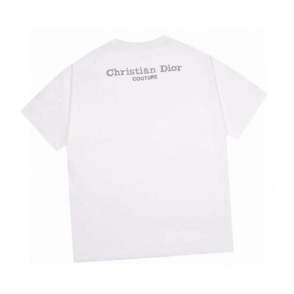迪奥/Dior 夏季新款 领口后背字母刺绣圆领短袖T恤 白色/黑色