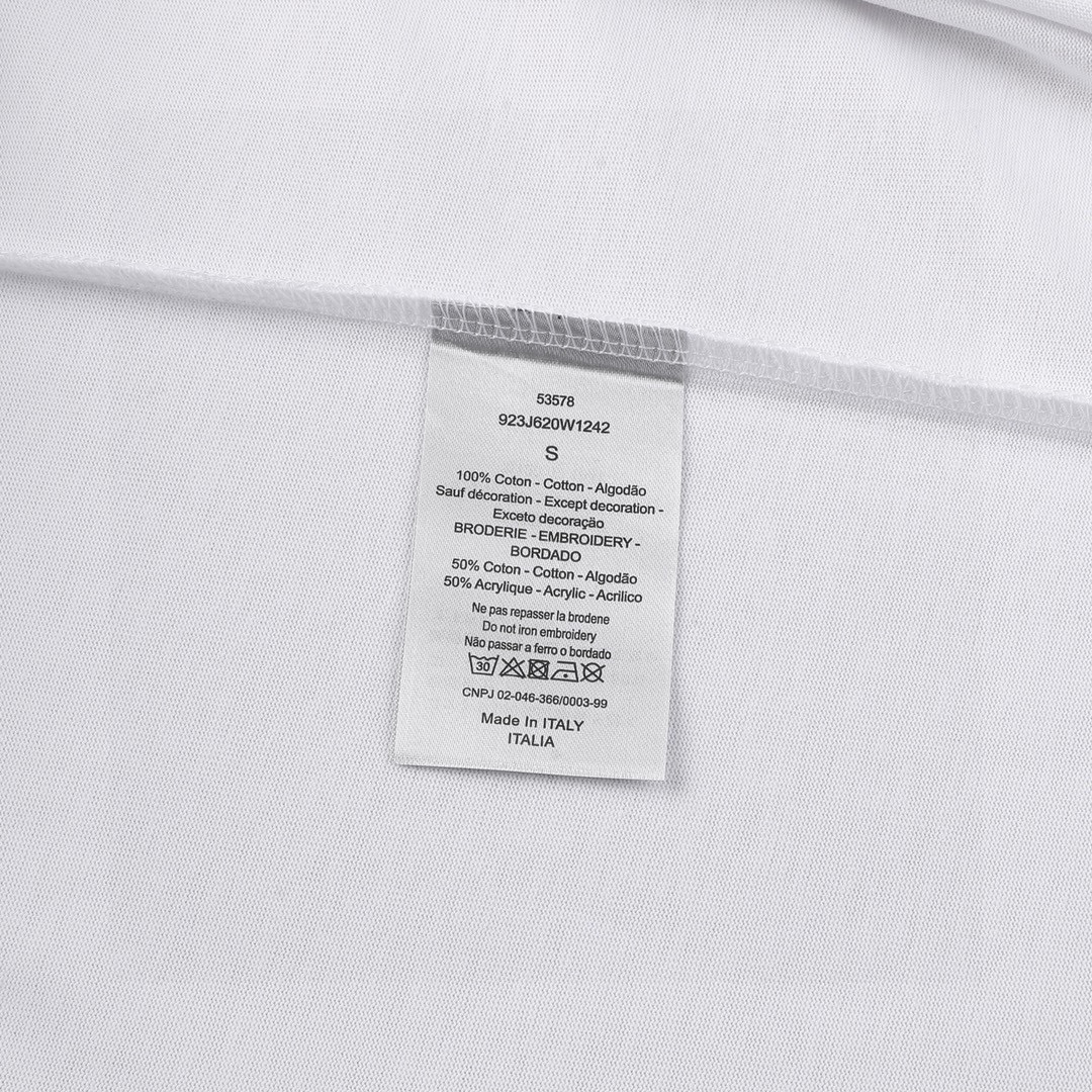 迪奥/Dior 夏季新款 领口后背字母刺绣圆领短袖T恤 白色/黑色