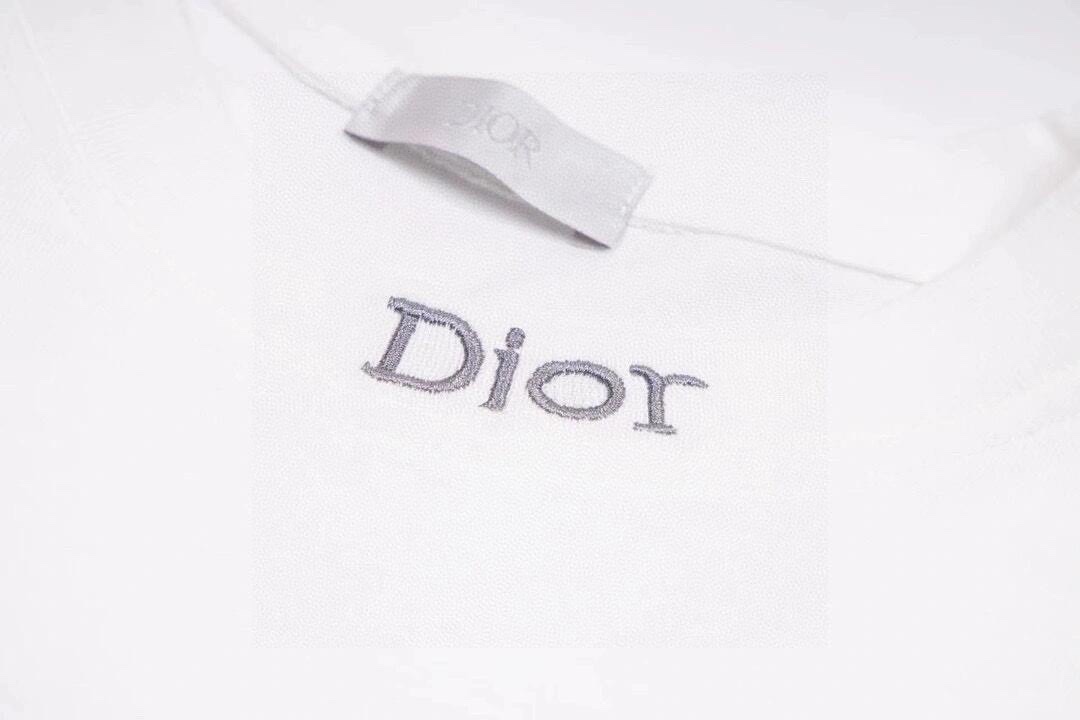 迪奥/Dior 夏季新款 领口后背字母刺绣圆领短袖T恤 白色/黑色