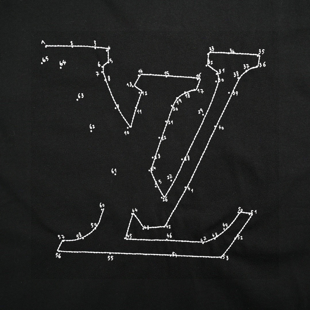 路易威登/Louis Vuitton 夏季新款 星宿字母连线刺绣圆领短袖T恤 黑色