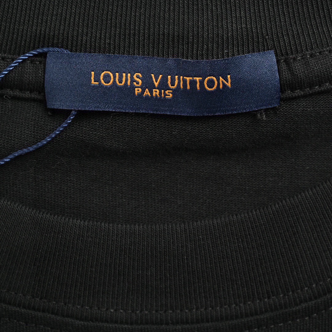 路易威登/Louis Vuitton 夏季新款 星宿字母连线刺绣圆领短袖T恤 黑色