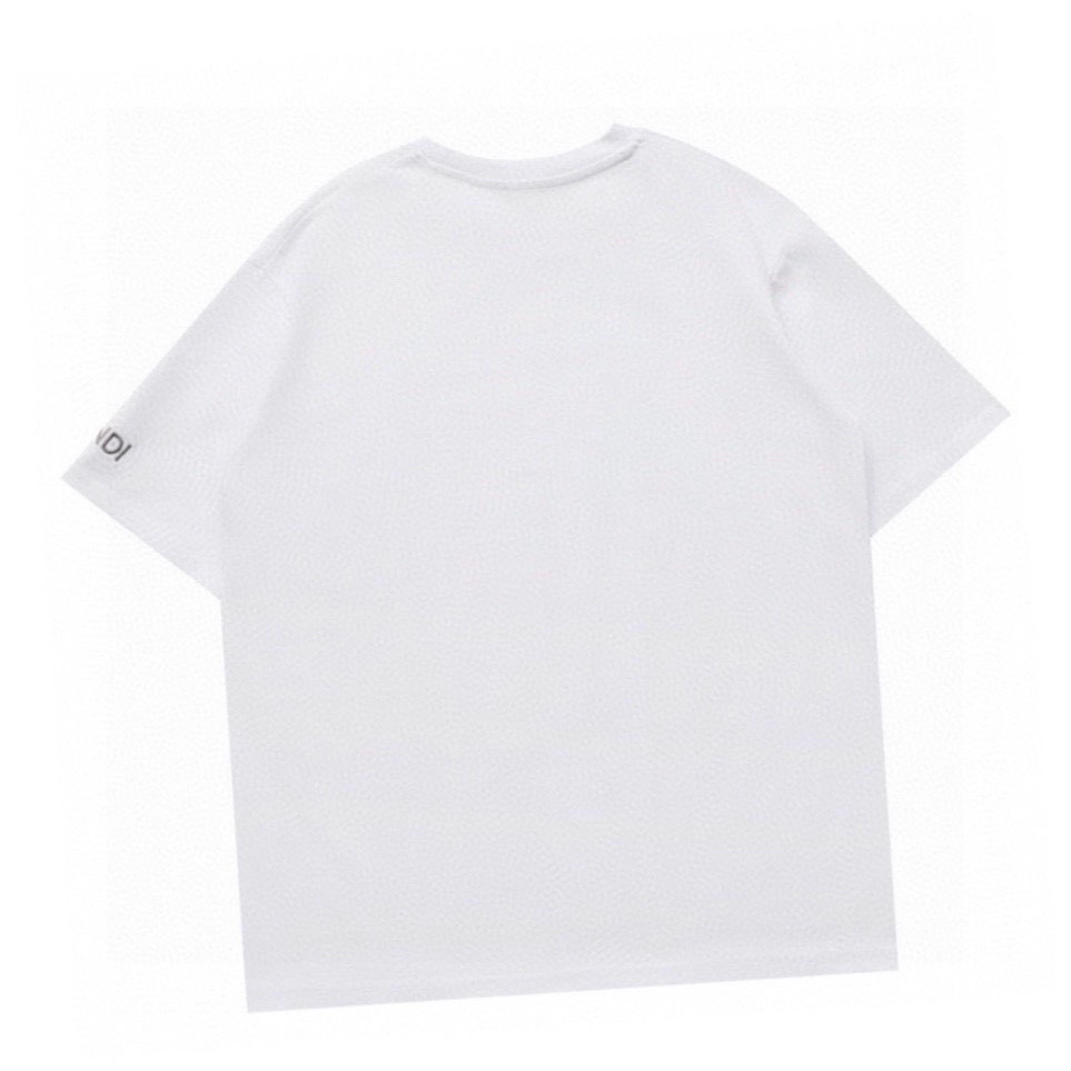 芬迪/Fendi 夏季新款 领口恶魔眼睛刺绣休闲圆领短袖T恤 黑色/白色