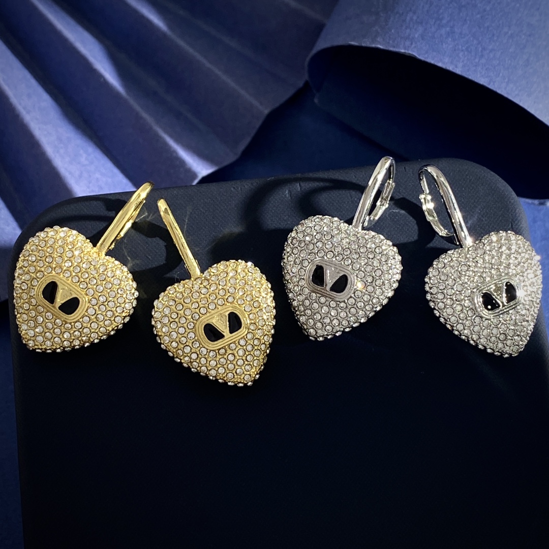Valentino’s American Fashion: Heart-Love Earring HL92 with Black Oil Drops - 图片 1