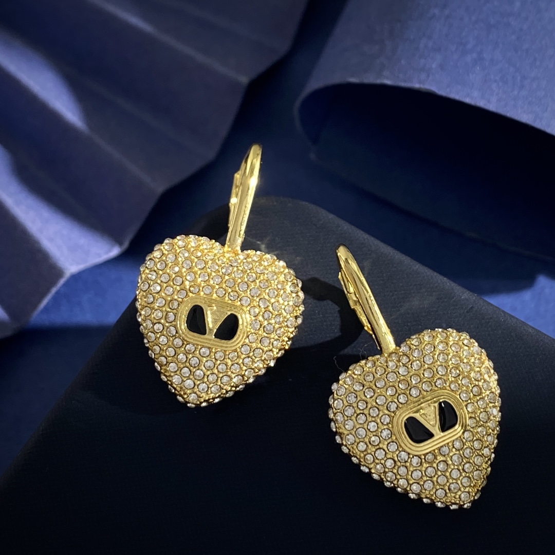 Valentino’s American Fashion: Heart-Love Earring HL92 with Black Oil Drops - 图片 3