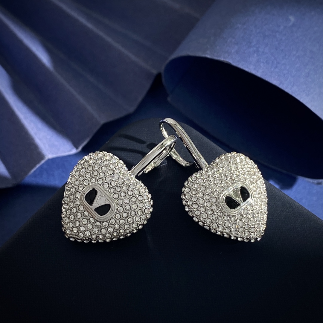 Valentino’s American Fashion: Heart-Love Earring HL92 with Black Oil Drops - 图片 4