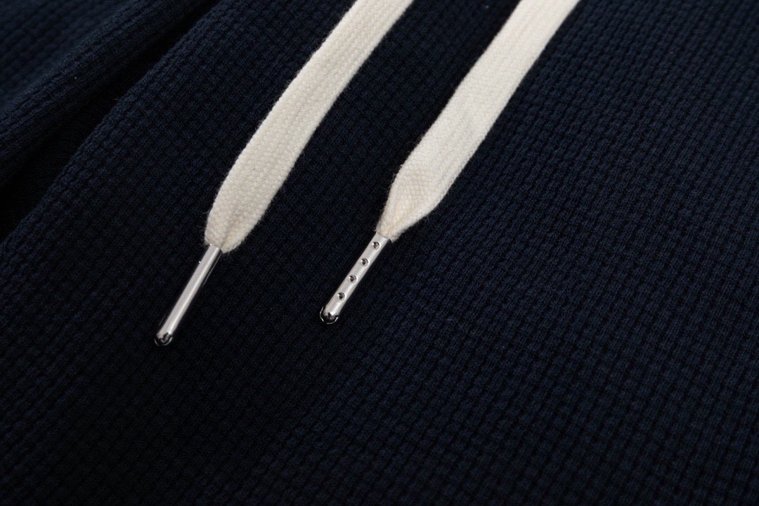 罗意威/Loewe 夏季新品 徽标刺绣拼色华夫格休闲短裤 宝蓝色/杏色