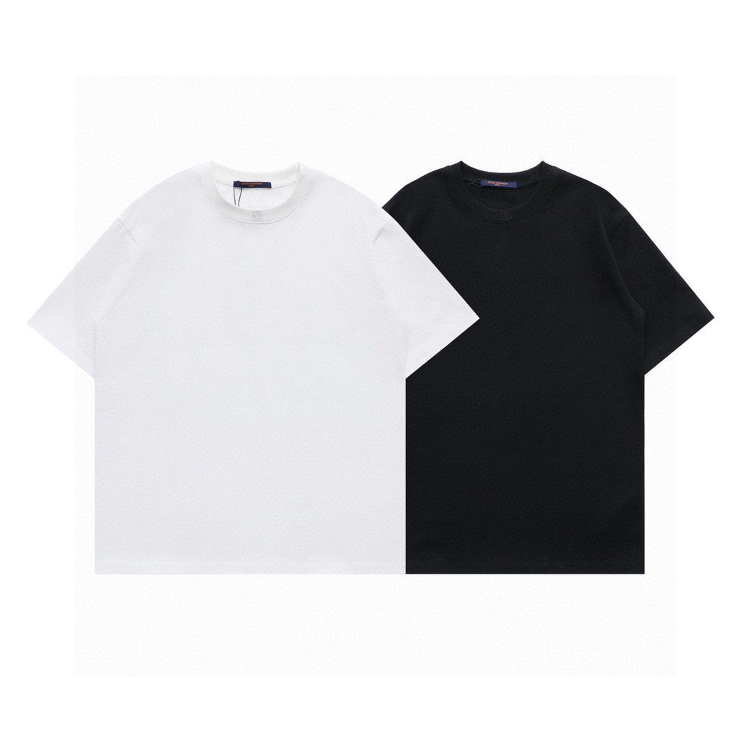 路易威登/Louis Vuitton 夏季新款 领口字母刺绣圆领短袖T恤 白色/黑色