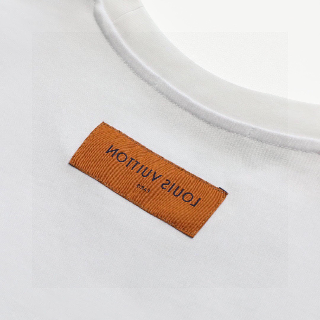 路易威登/Louis Vuitton 夏季新款 领口字母刺绣圆领短袖T恤 白色/黑色