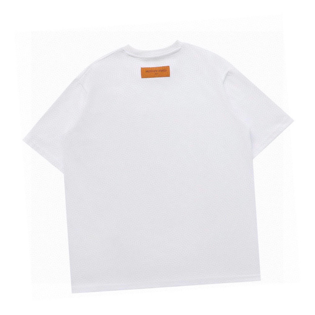 路易威登/Louis Vuitton 夏季新款 领口字母刺绣圆领短袖T恤 白色/黑色