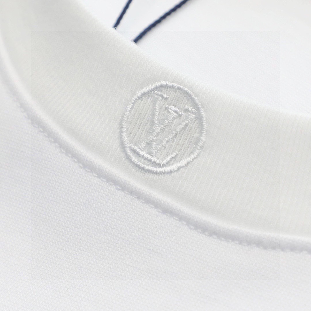 路易威登/Louis Vuitton 夏季新款 领口字母刺绣圆领短袖T恤 白色/黑色