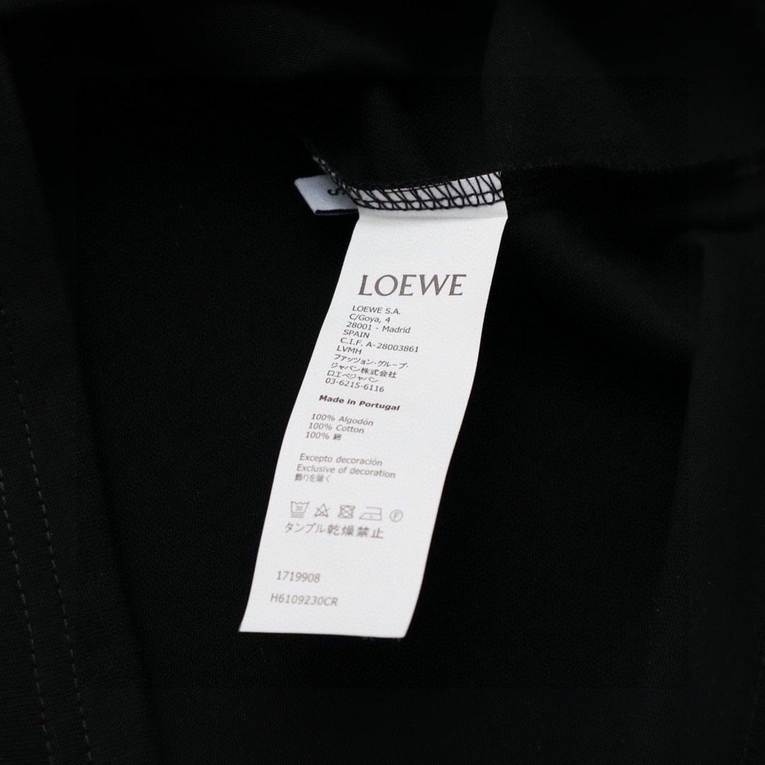 罗意威/Loewe 夏季新款 错位logo拼色刺绣刺绣圆领短袖T恤 黑色