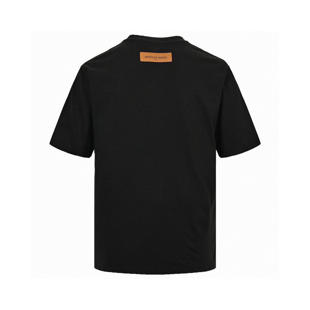 路易威登/Louis Vuitton 夏季新款 经典项链吊坠彩色字母圆领短袖T恤 黑色/白色