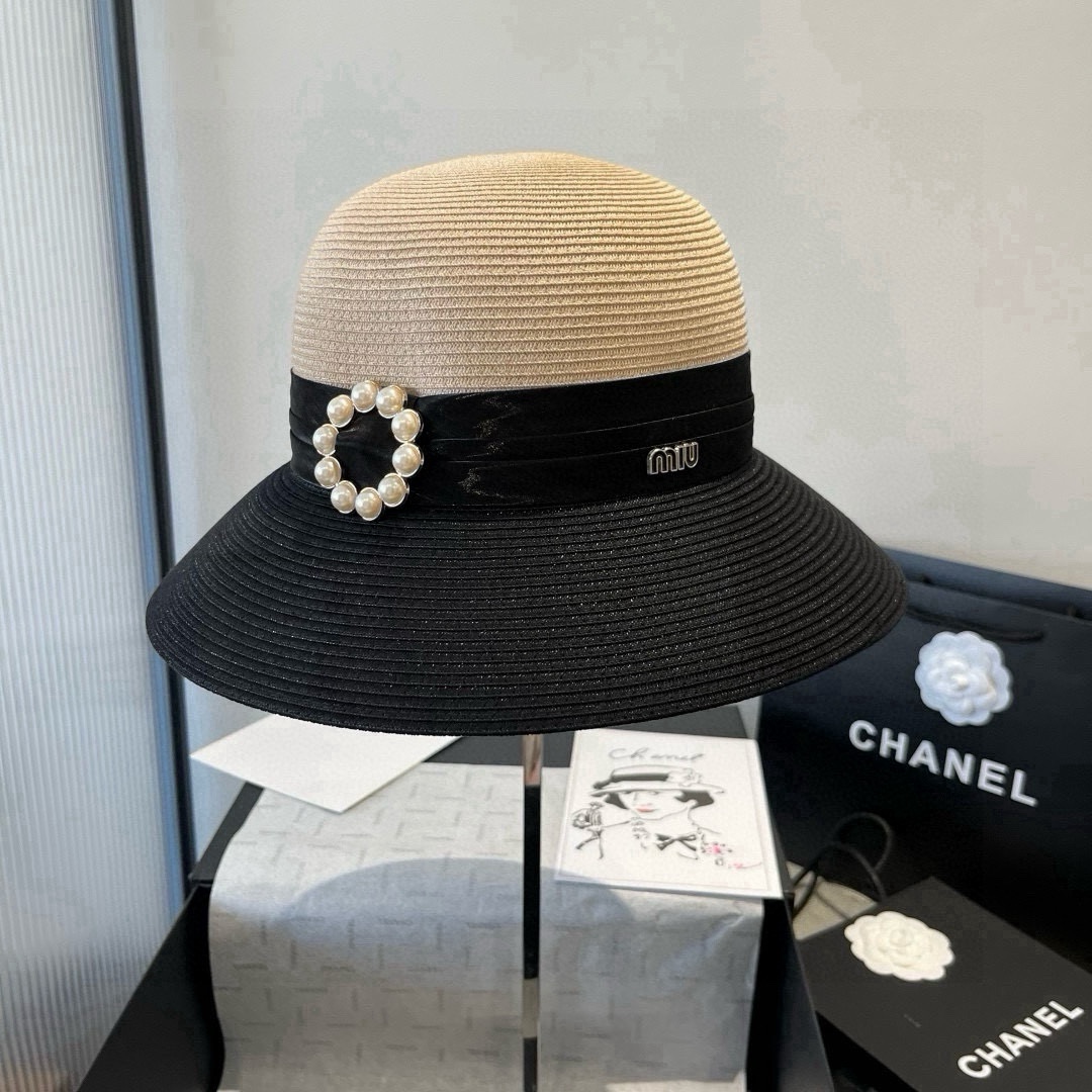 NO:359038,Muumiu's new basin hat, color block top hat, Taiwan PP straw fabric, head circumference 57cm hat, straw hat, fisherman hat, baseball hat, hat, miumiu, espadrilles, hatsmuumiu缪缪新款盆帽,拼色礼帽,台湾PP草面料,头围57cm帽子草帽渔夫帽棒球帽,帽子,miumiu,espadrilles,hats,hat