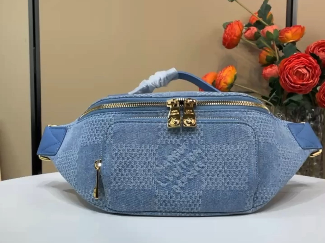 Louis Vuitton Rush Bumbag Denim 3D Cotton Canvas Blue Waist Bag