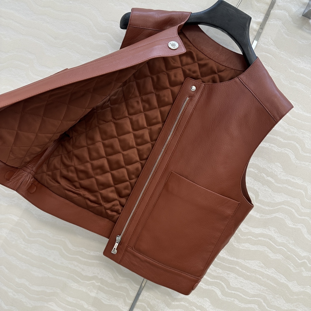 独家首发❤️高端原单品质H真皮夹克马甲外套！本季必入不可错过的单品！定制荔枝纹 100%进口小羊皮质感无