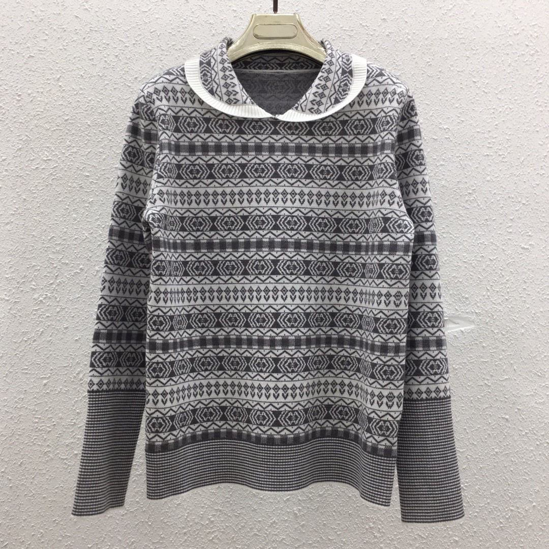 NO:456999,115250250 THOM BROWNE Autumn and Winter Color Bundle Collar Pullover Long Sleeve Knit SML Gray, Alexander wang19860909115250250 THOM BROWNE秋冬拼色领边套头长袖针织衫 SML 灰色,,alexander wang,Women's clothing