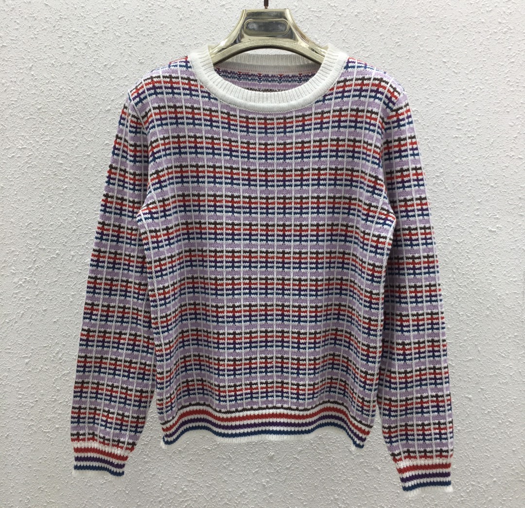 NO:457002,120250231 Dijia color striped round neck long sleeve top SML, dior,alexander wang19860909120250231 迪家彩色条纹圆领长袖上衣 SML,,dior,alexander wang,Women's clothing