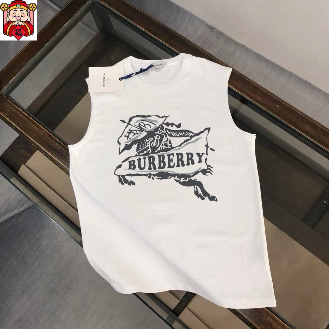 Burberry 品牌【BURBERRY 巴宝莉】2025夏季新品背心T袖 简约款式 任何人都可以轻松驾驶 进口定制丝光棉面料 手软舒适有型 吸汗透气