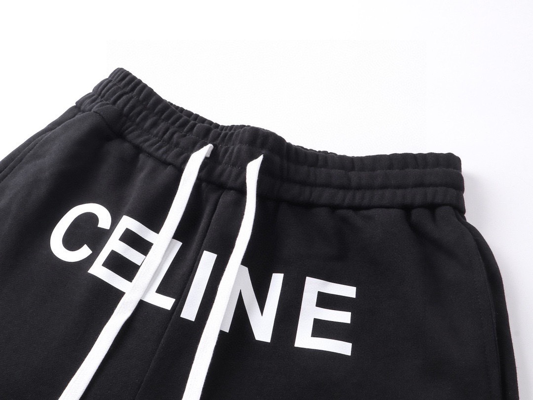 赛琳/CELINE 夏季新款 经典字母印花休闲短裤 黑色/灰色