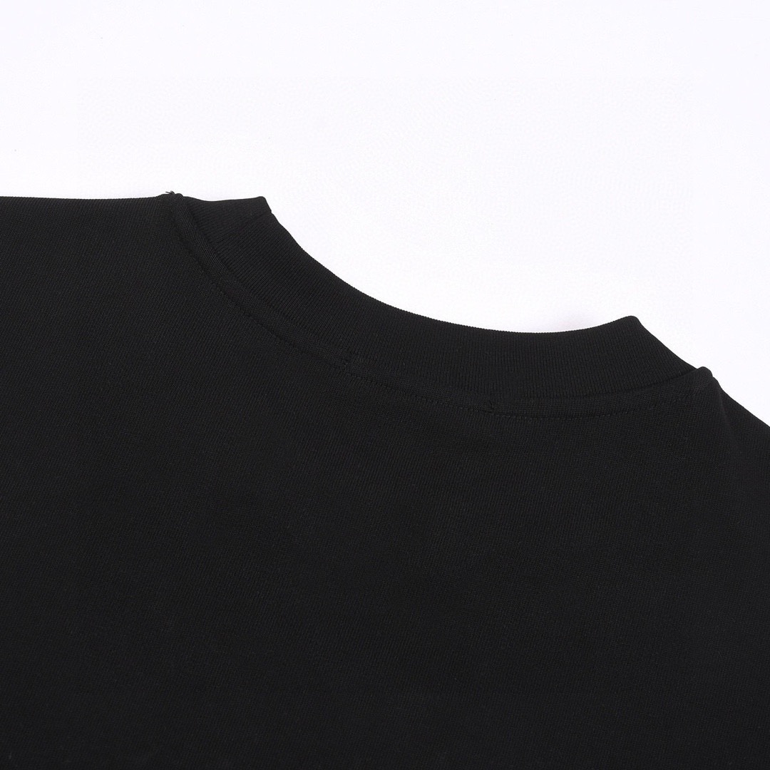 普拉达/Prada 夏季新款 拼色字母刺绣圆领短袖T恤 黑色/白色