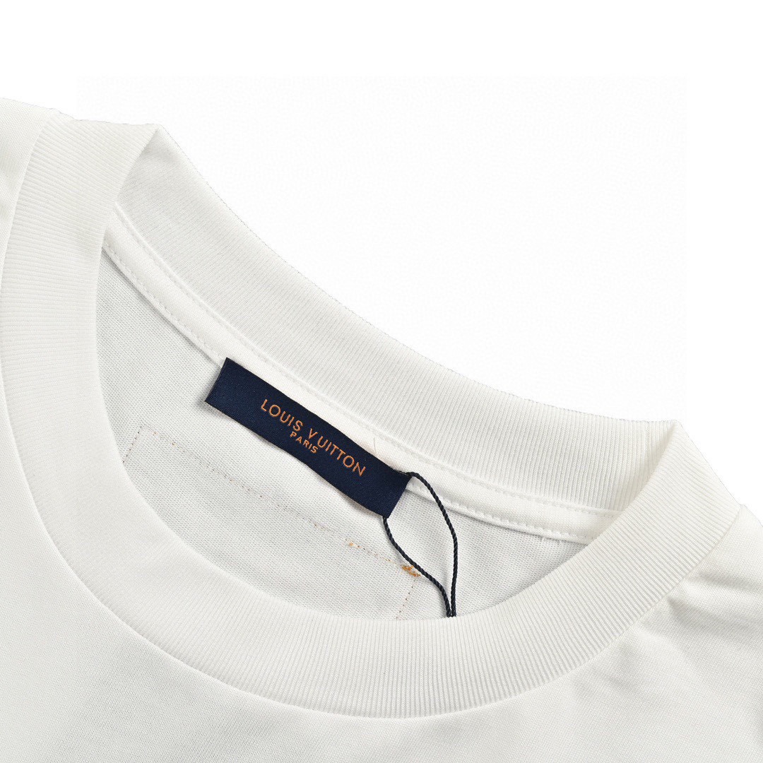 路易威登/Louis Vuitton 夏季新款 蜡笔彩绘涂鸦圆领短袖T恤 白色