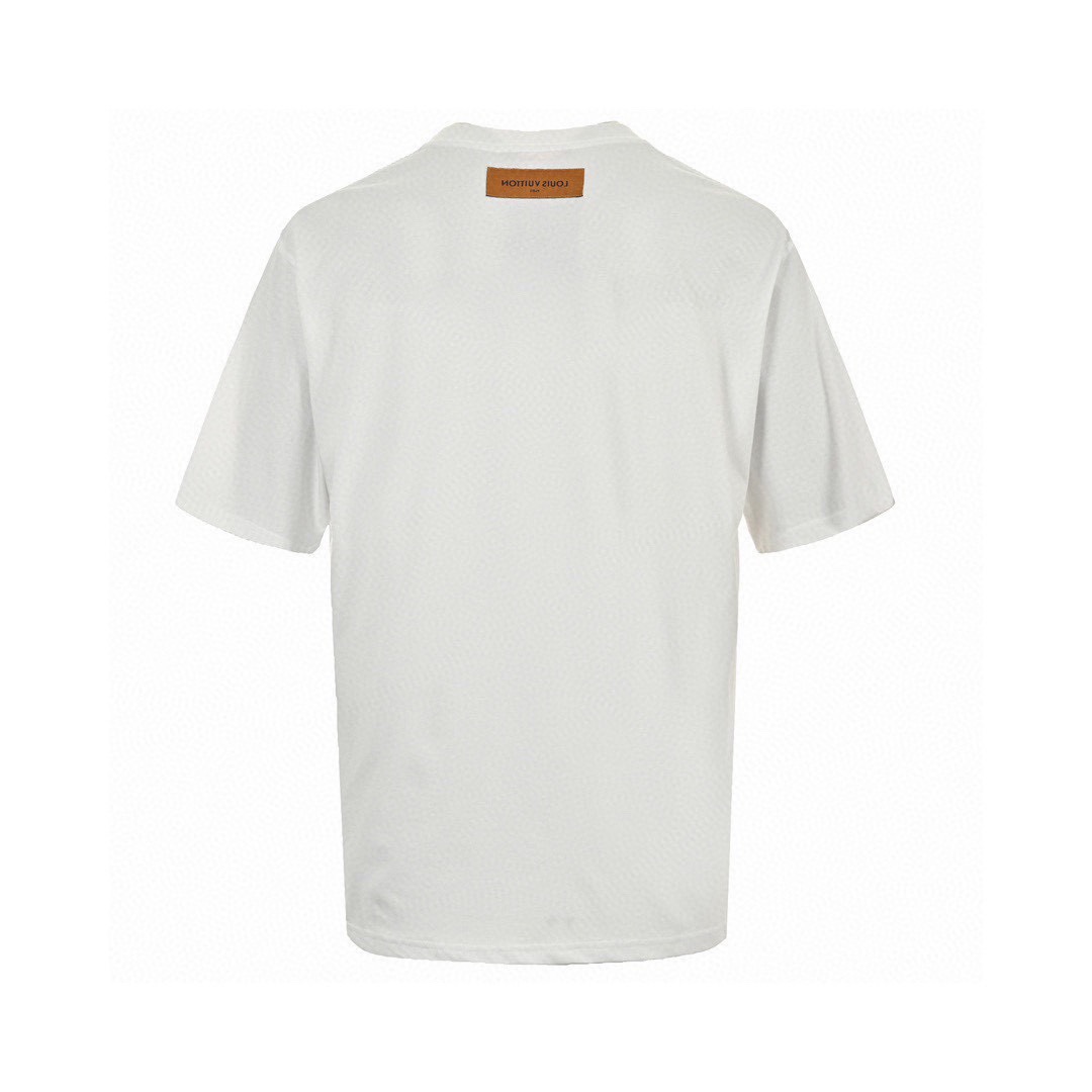 路易威登/Louis Vuitton 夏季新款 蜡笔彩绘涂鸦圆领短袖T恤 白色