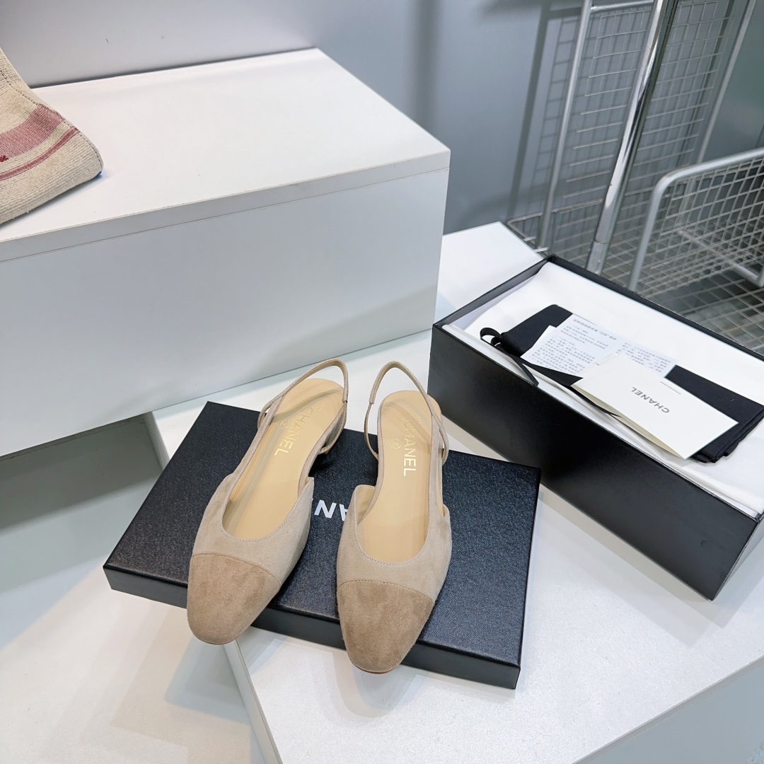 🔥¡Sandalias de ballet de gamuza retro clásicas de Chanel! ¡Tacón plano/medio! Compra original y desarrollo! ¡El estilo…