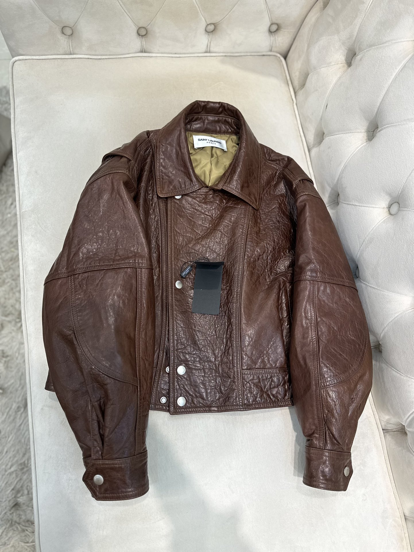 Title: Saint Laurent P2400 Female Suit with Sheep Skin, New Zealand Import, Retro Vans Style, S-L Sizes.