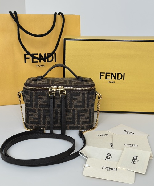 Fendi Vanity Small Lunch Box Bag in Classic Monogram with Gold Hardware