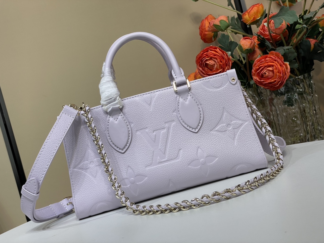 Louis Vuitton OnTheGo East West Lilac Monogram Empreinte Leather Handbag