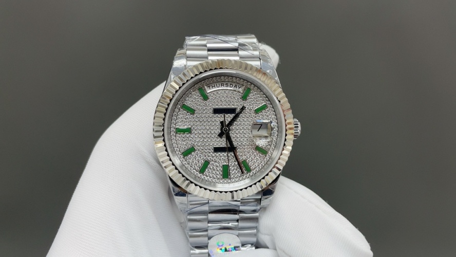 Rolex Day-Date 40mm Silver Diamond Dial Stainless Steel Men's Watch 1 Rolex Day-Date 40mm Silver Diamond Dial Stainless Steel Men's Watch