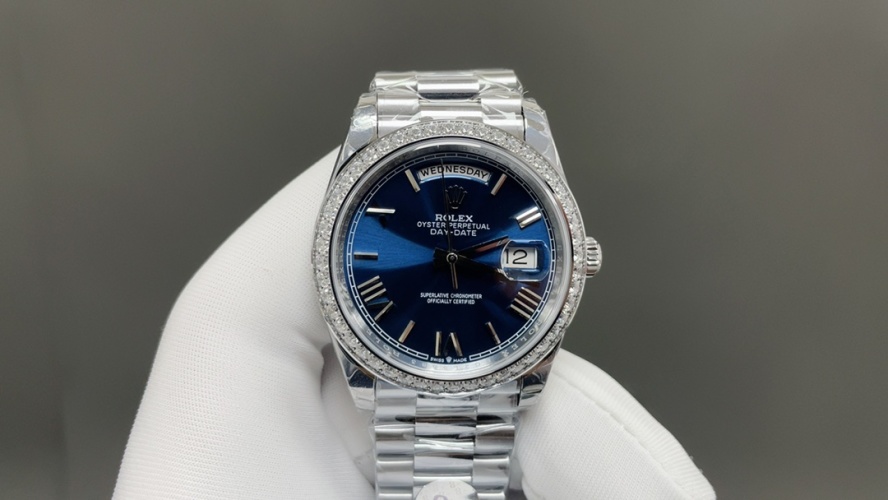 Rolex Day-Date 40mm Blue Dial Steel Band Diamond Bezel Men's Watch 1 Rolex Day-Date 40mm Blue Dial Steel Band Diamond Bezel Men's Watch