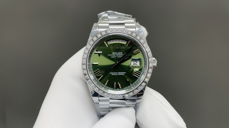Rolex Day-Date 40mm Green Dial Stainless Steel Diamond Bezel Watch 1 Rolex Day-Date 40mm Green Dial Stainless Steel Diamond Bezel Watch