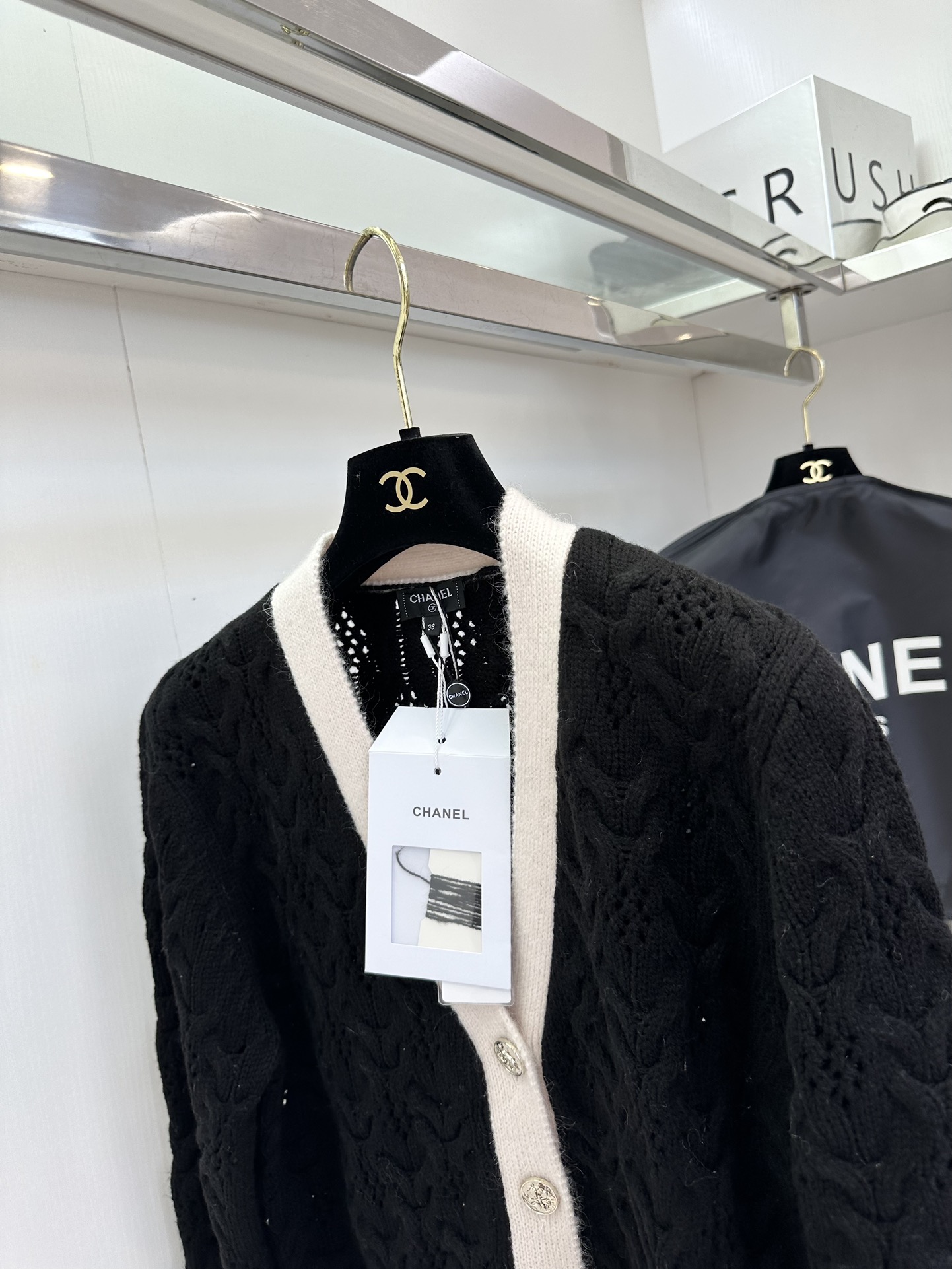 Chunky Knit Cardigan: Black & White Oversized V-Neck Sweater - Chanel Inspired 9 i1753814188 3910 7