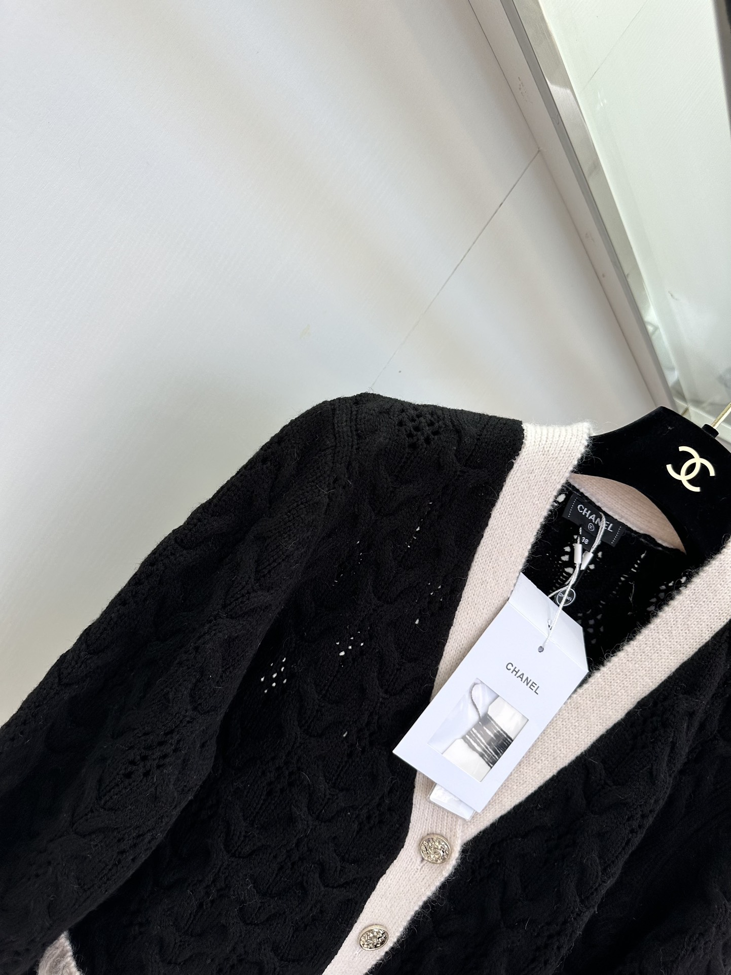 Chunky Knit Cardigan: Black & White Oversized V-Neck Sweater - Chanel Inspired 10 i1753814188 3963 8