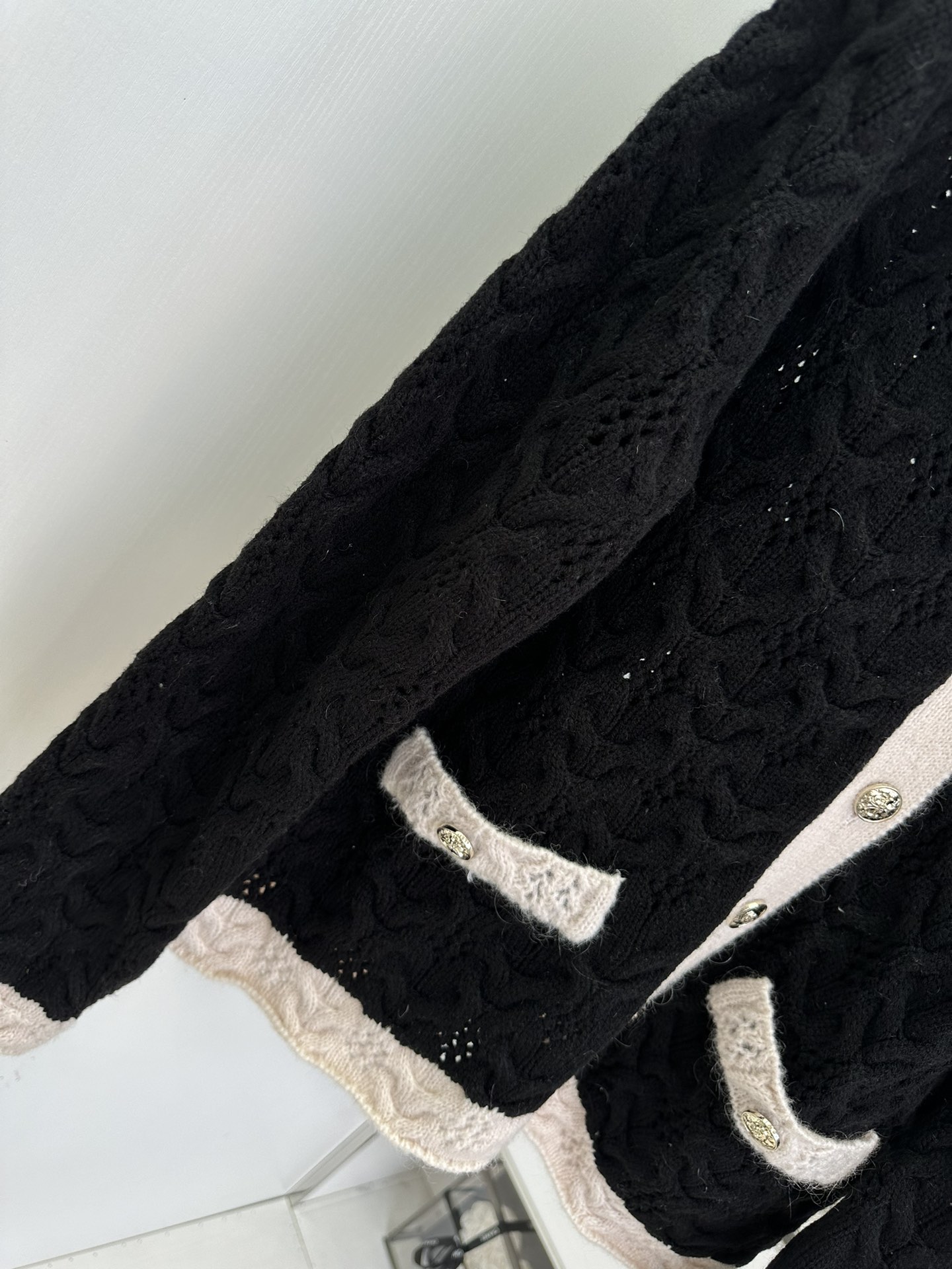 Chunky Knit Cardigan: Black & White Oversized V-Neck Sweater - Chanel Inspired 7 i1753814188 7124 5