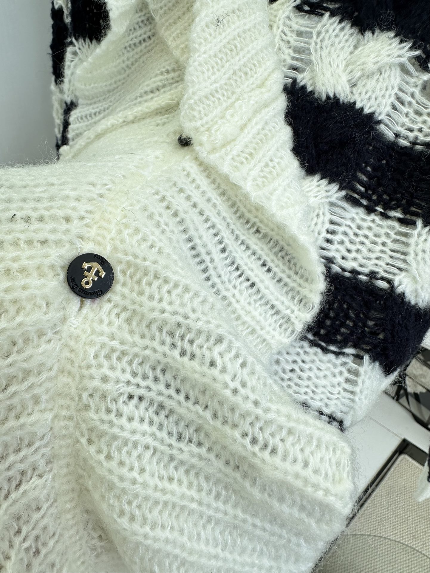 Dior-Inspired Striped Knit Sweater - Soft Mohair Blend, Navy Style, Crochet Detail 7 i1753835565 2812 5