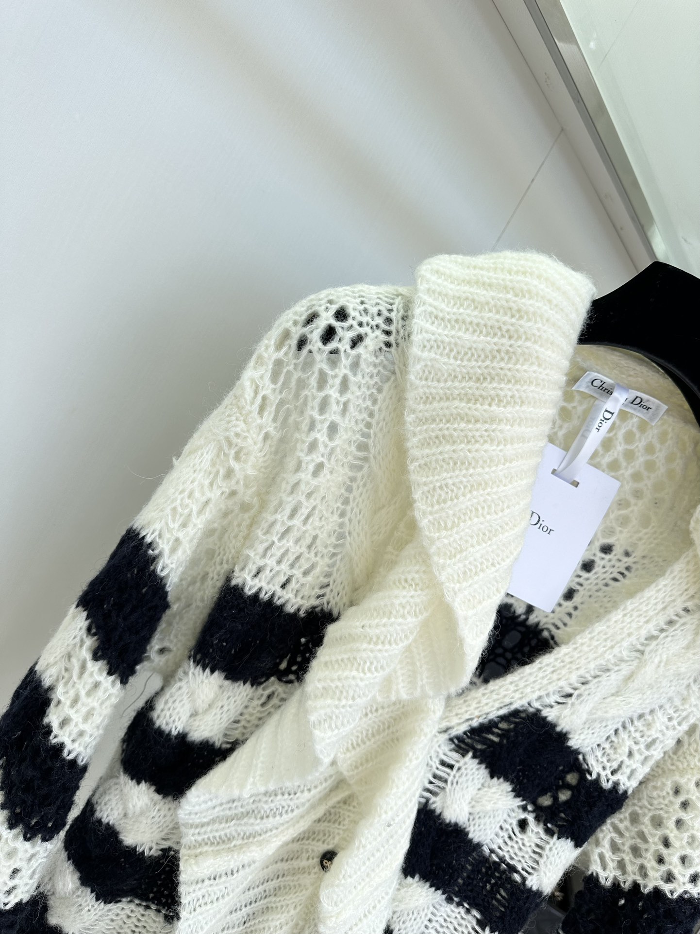 Dior-Inspired Striped Knit Sweater - Soft Mohair Blend, Navy Style, Crochet Detail 9 i1753835565 4405 7