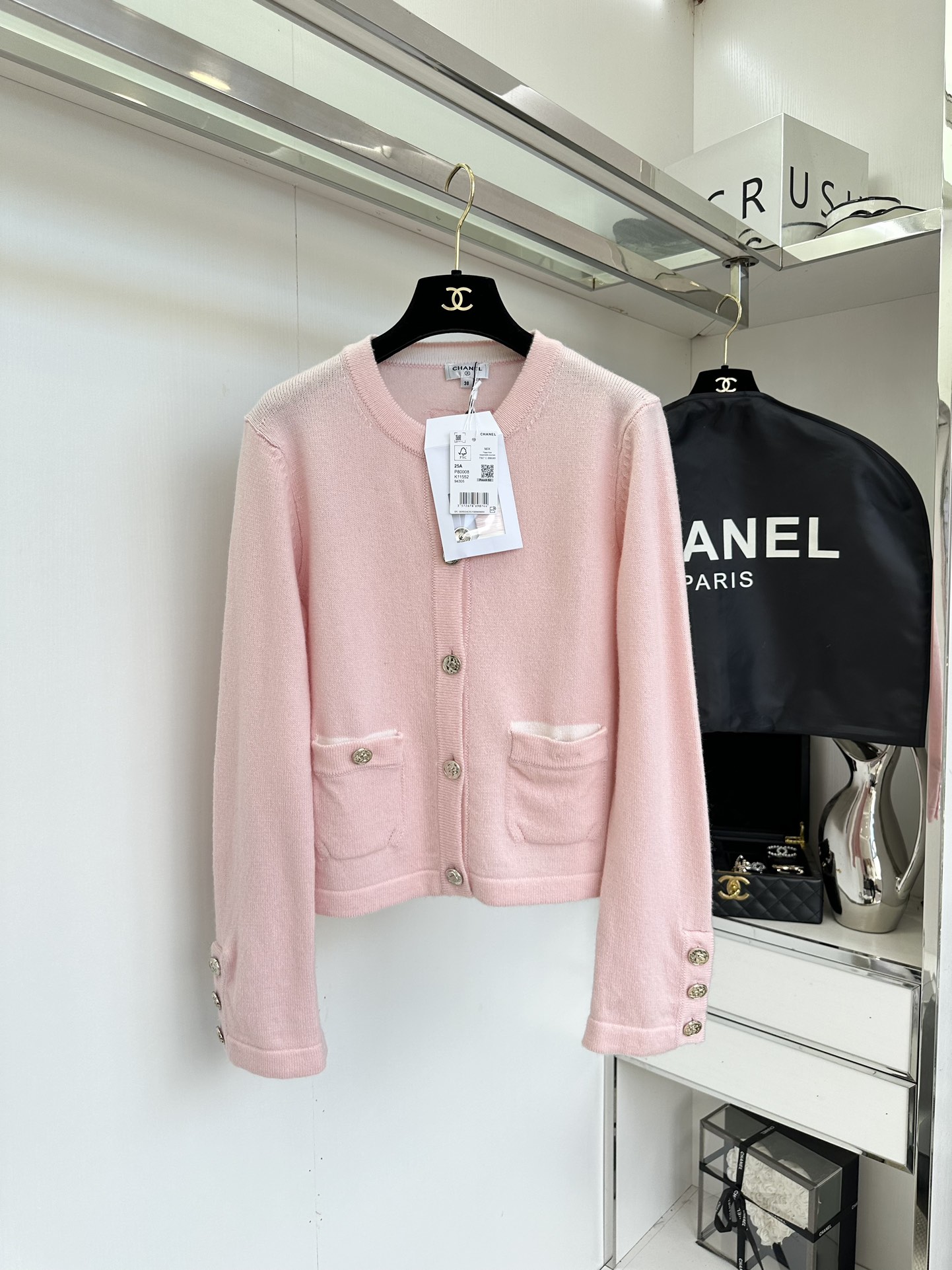 Chanel-Style Knit Cardigan: Elegant Women's Round Neck Sweater with Color Contrast Trim 2 i1753835963 7759 0