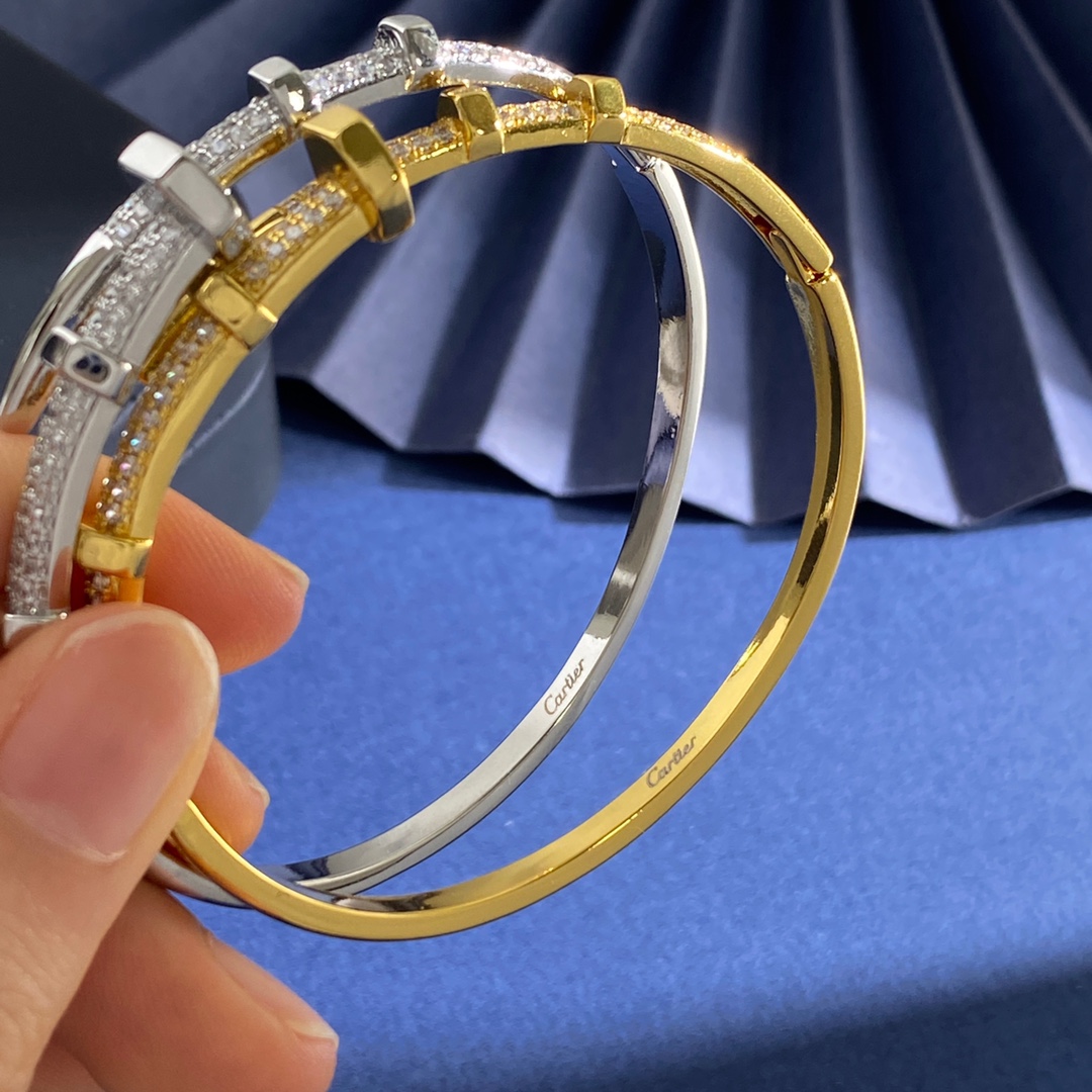 Cartier Screwdriver Diamond Bracelet in Brass with Gold and Silver, 16g, 5.9cm x 5.3cm - 图片 2