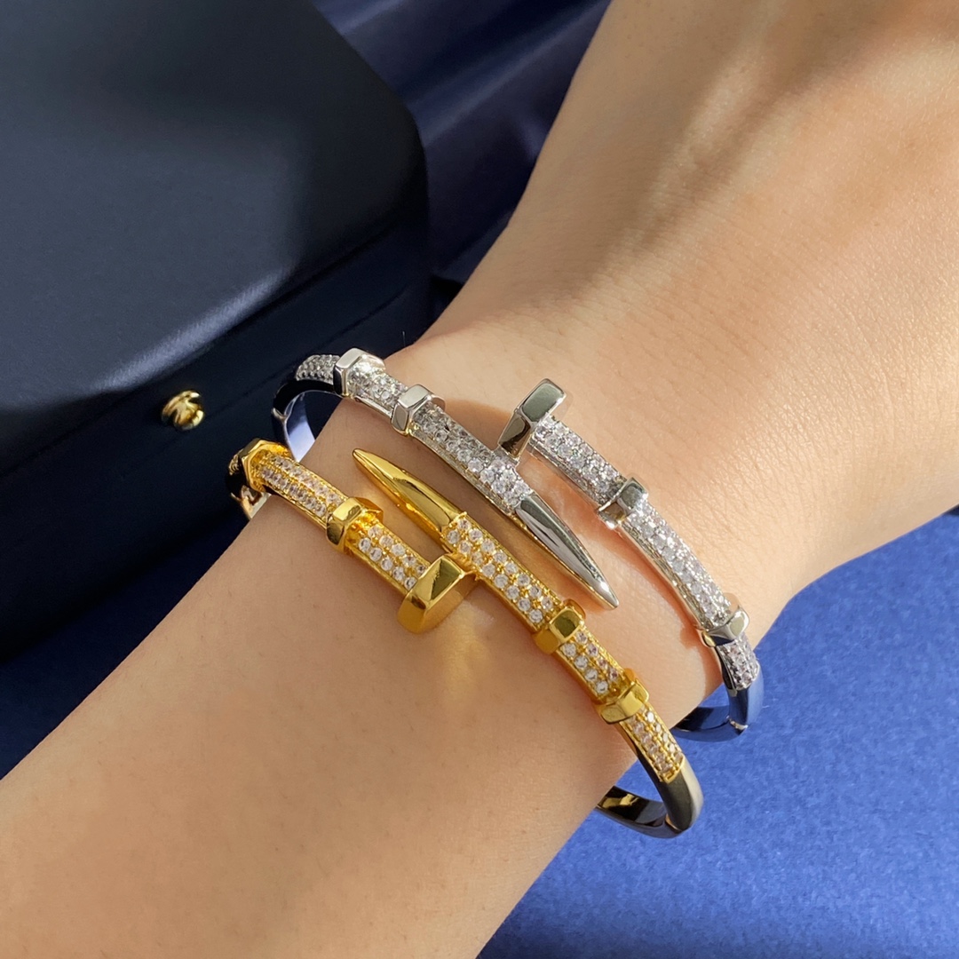 Cartier Screwdriver Diamond Bracelet in Brass with Gold and Silver, 16g, 5.9cm x 5.3cm - 图片 5