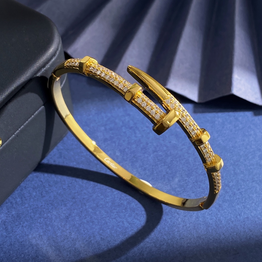 Cartier Screwdriver Diamond Bracelet in Brass with Gold and Silver, 16g, 5.9cm x 5.3cm - 图片 3