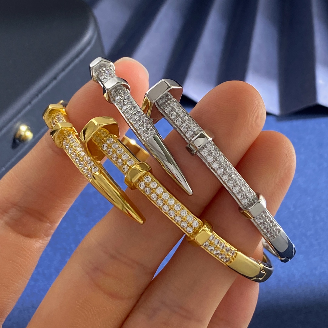 Cartier Screwdriver Diamond Bracelet in Brass with Gold and Silver, 16g, 5.9cm x 5.3cm - 图片 9